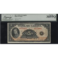 Bank of Canada $5, 1935