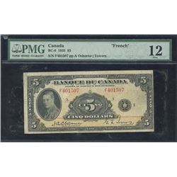 Bank of Canada $5, 1935 - French Issue
