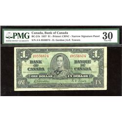 Bank of Canada $1, 1937 - Narrow Signature Panel