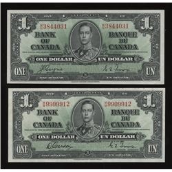 Bank of Canada $1, 1937 - Lot of 2
