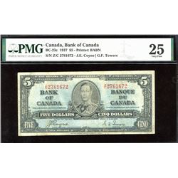 Bank of Canada $5, 1937 - Radar
