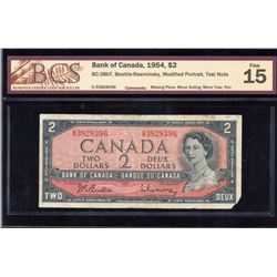 Bank of Canada $2, 1954 - Rare Test Note