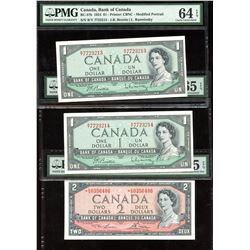Bank of Canada 1954 - Lot of 3 PMG Graded Notes