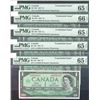 Image 2 : Bank of Canada $1, 1967 - Lot of 5 Consecutive Notes
