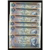 Image 1 : Bank of Canada $5, 1972 - Lot of 6 Consecutive Notes