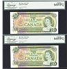 Image 1 : Bank of Canada $20, 1969 - Lot of 2 Consecutive Notes