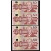 Image 2 : Bank of Canada $50, 1988 - Lot of 4 Consecutive Serial Numbers