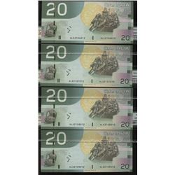 Bank of Canada $20, 2004 - Radar Set of 4 Consecutive Notes