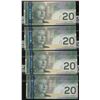 Image 2 : Bank of Canada $20, 2004 - Radar Set of 4 Consecutive Notes