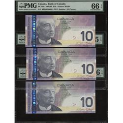 Bank of Canada $10, 2008-09 - 4 Cycle Repeater - Lot of 3