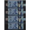Image 2 : Bank of Canada $5, 2013 - Lot of 4 Consecutive Notes