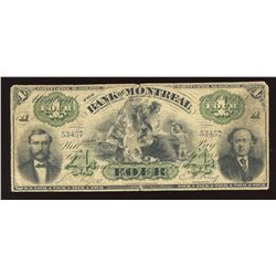 Bank of Montreal $4, 1871