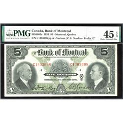 Bank of Montreal $5, 1931 "C" Test Note