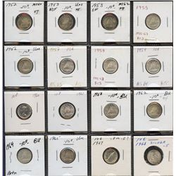 Short set of 16 10c, 1952 to 1968 (no repeats), all mint state grades, over $90 Trends value