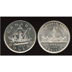 1939 & 1949 Silver Dollars