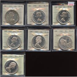 1957 - 1967 Silver Dollar - Lot of 7