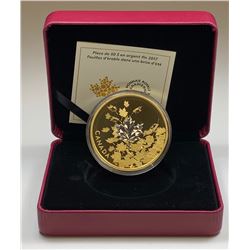 2017 $50 Canada WHISPERING MAPLE LEAVES - 3 OZ. PURE SILVER GOLD-PLATED COIN (NO TAX)