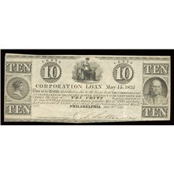 Corporation Loan, Philadelphia Ten Cents, 1837