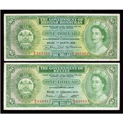 British Honduras & Belize $1 Pair