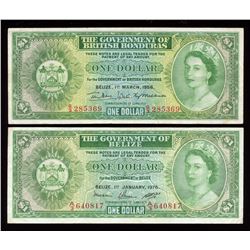 British Honduras & Belize $1 Pair