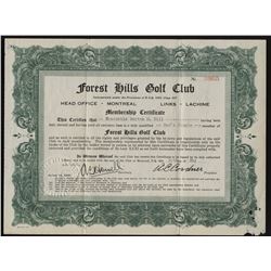 Forest Hills Golf Club Share Certificate