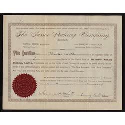 The Sussex Packing Company Ltd. Share Certificate