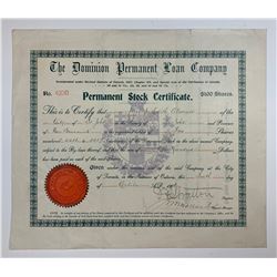 The Dominion Permanent Loan Company Share Certificate