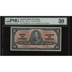 Bank of Canada $2, 1937 - Osborne Signature