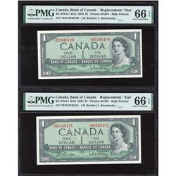 Bank of Canada $1, 1954 - Lot of 2 Consecutive Replacements