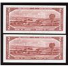 Image 2 : Bank of Canada $2, 1954 - Lot of 2 Consecutive Notes