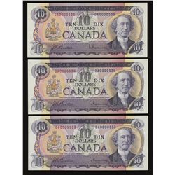 Bank of Canada $10, 1971 - Lot of 3 Consecutive Low Serial Numbers