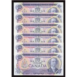 Bank of Canada $10, 1971 - Lot of 6