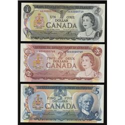 1969-1979 Bank of Canada Multi-colour Matching Low Serial Number Set #749