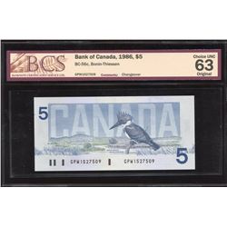 Bank of Canada $5, 1986 Changeover