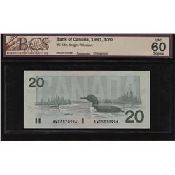 Bank of Canada $20, 1991 AWC Changeover