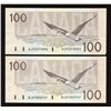 Image 2 : Bank of Canada $100, 1988 - Lot of 2 Notes