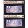 Image 1 : Bank of Canada $10, 2001 - Lot of 2 Replacements