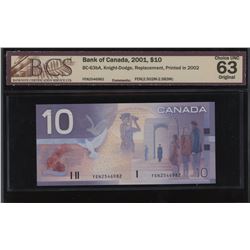 Bank of Canada $10, 2001 - Replacement Note