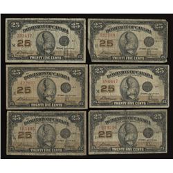 Dominion of Canada 25 Cent Lot of 24 Notes, 1923