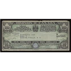 War Savings Certificate Dominion of Canada $10, 1941