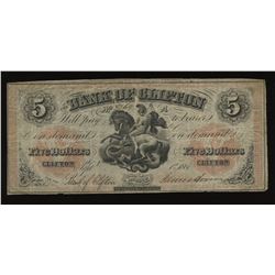 The Bank of Clifton $5, 1861