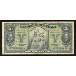 Banque D'Hochelaga $5, 1917