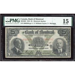 Bank of Montreal $5, 1923