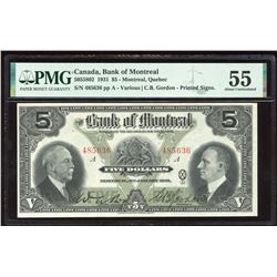 Bank of Montreal $5, 1931