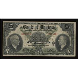Bank of Montreal $5, 1935