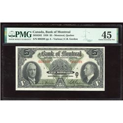 Bank of Montreal $5, 1938