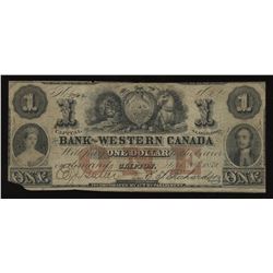 Bank of Western Canada $1, 1859