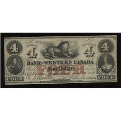 Bank of Western Canada $4, 1859