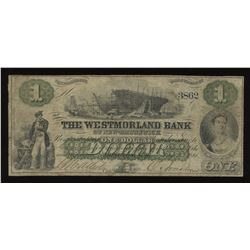 Westmorland Bank of New Brunswick $1, 1861