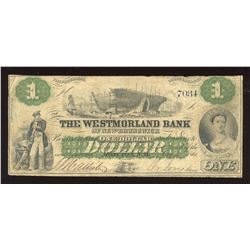 Westmorland Bank $1, 1861